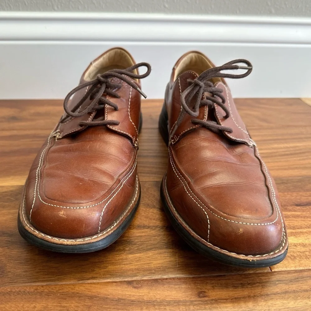 JOHNSTON & MURPHY Brown Sheepskin Leather Lace-Up Dress Shoes size 9